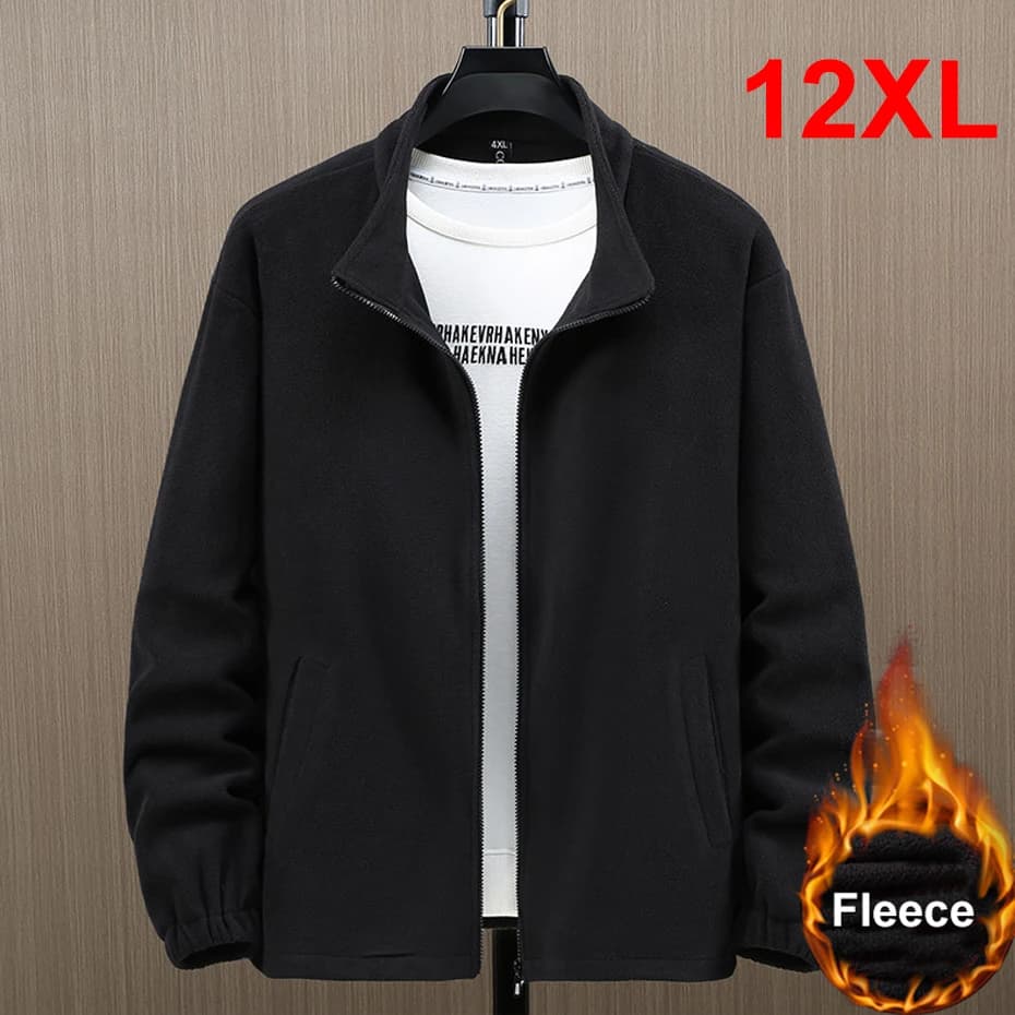 Giacca in pile polare tinta unita Uomo Inverno Thcik Giacca in pile caldo Cappotto Plus Size 12XL Cappotto in pile polare casual moda maschile
