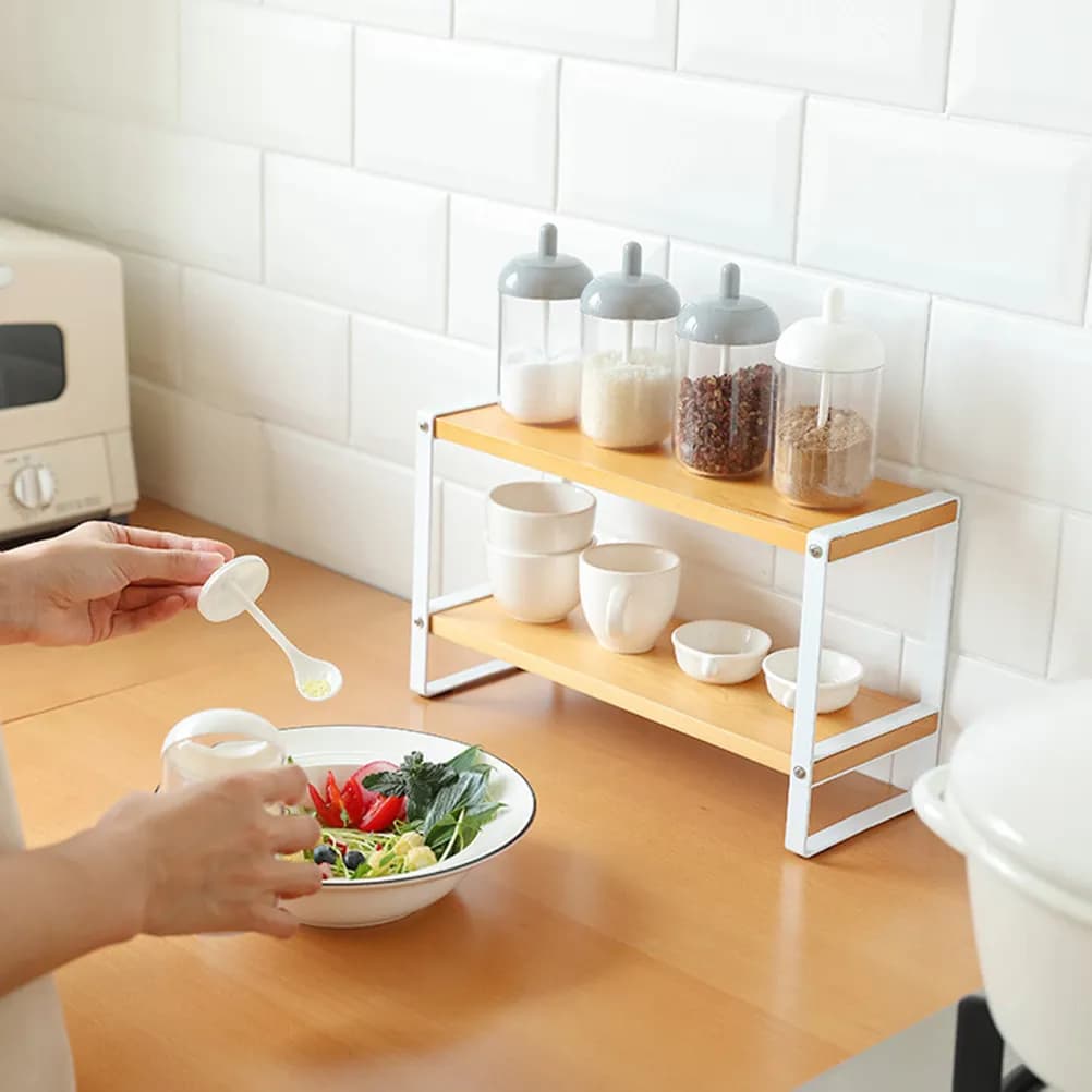 Set di 2 contenitori per condimenti da cucina in plastica, contenitori per spezie grigi con coperchio, cucchiaio, sale, zucchero, pepe, scatola organizer