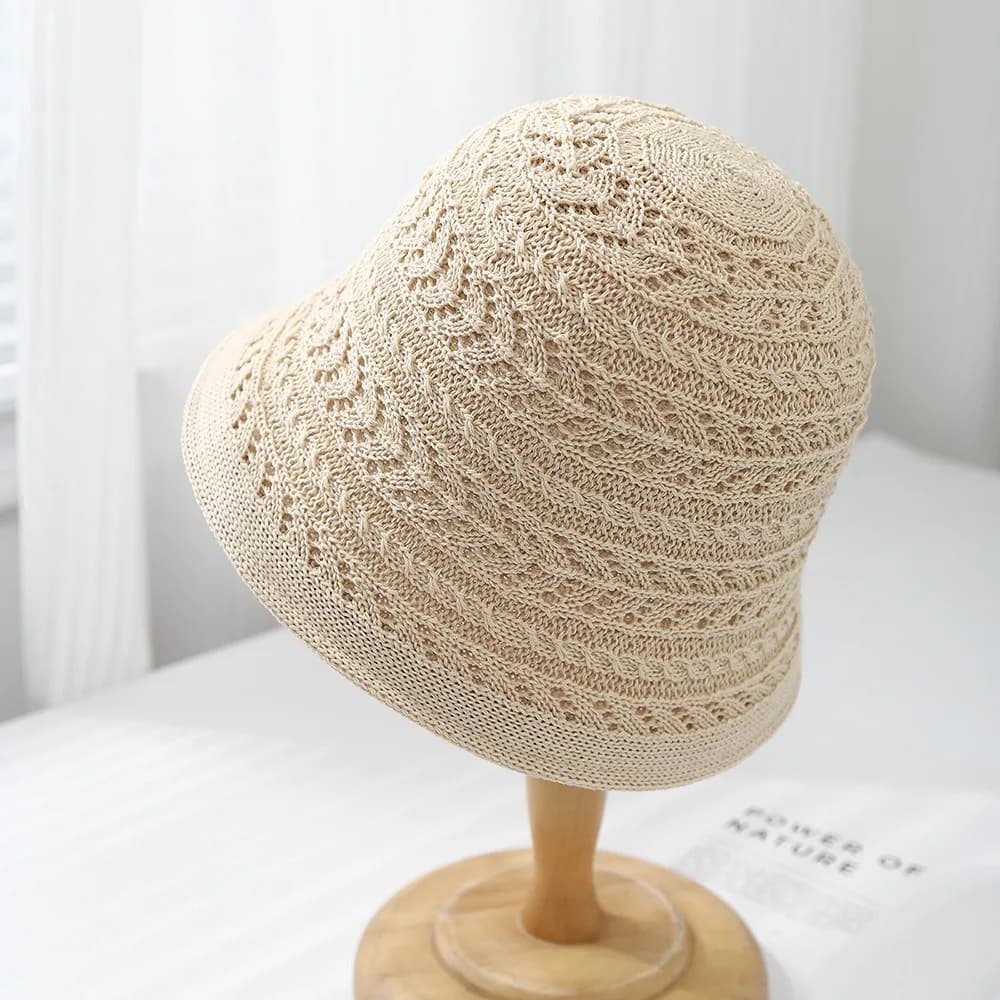Cappello da Pescatore Casual Traspirante Pieghevole a Tesa Larga, Protezione Solare, Lavorato a Maglia, Vuoto, per Spiaggia, Primavera ed Estate