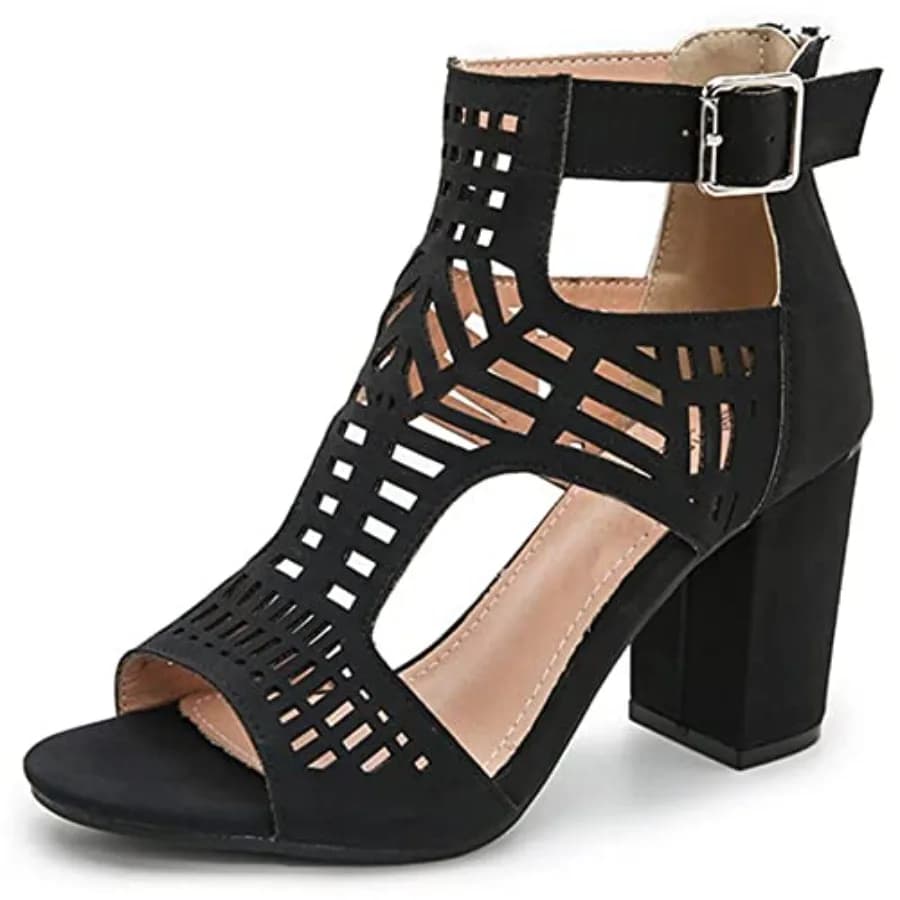 AOSPHIRAYLIAN Heeled Sandals for Women Open Toe Chunky Heels for Women Bohemian Cutout Wedge Summer Heels Block Heeled Party Sa