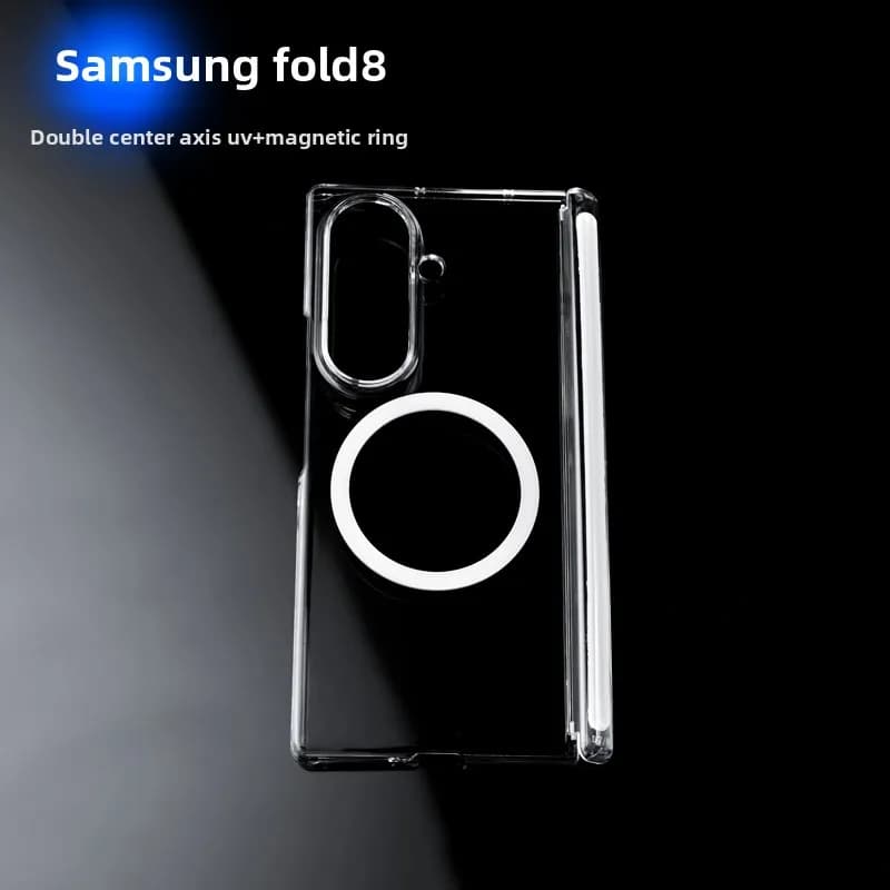 Magnetic Shockproof PC Back Cover For Samsung Galaxy Z Fold 8 7 6 5 4 3 Fold7 Fold8 Hinge Protector Phone Case Transparent