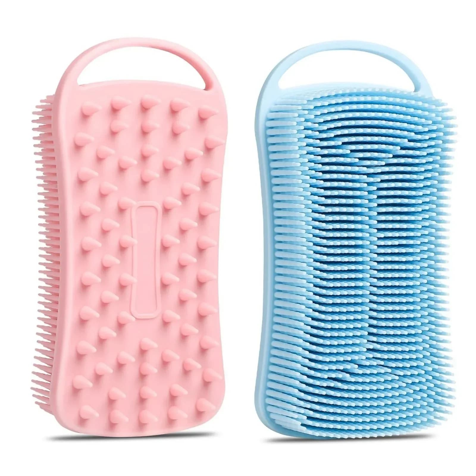 Spazzola per doccia in silicone Scrubber per il corpo in silicone morbido Massaggiatore per il cuoio capelluto Spazzola per shampoo Spazzola per il corpo a doppia faccia Strumenti per la pulizia della pelle in schiuma
