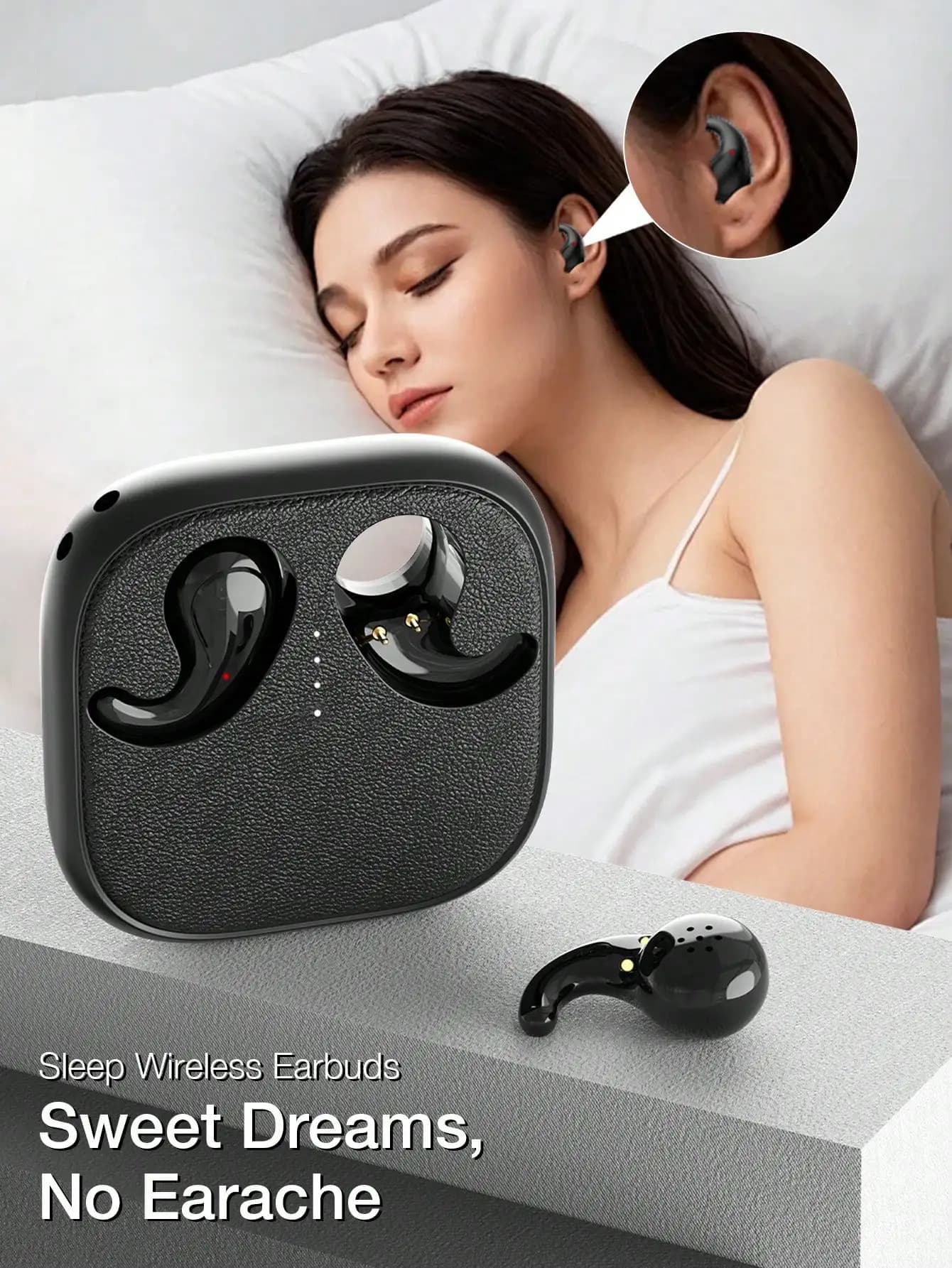 GENAI Mini cuffie per dormire, auricolari wireless 5.3, cuffie leggere con microfono integrato, impermeabili IPX5, suono premium coinvolgente, perfette per dormire, fare esercizio fisico, fare jogging, yoga, insonnia, viaggi aerei, meditazione