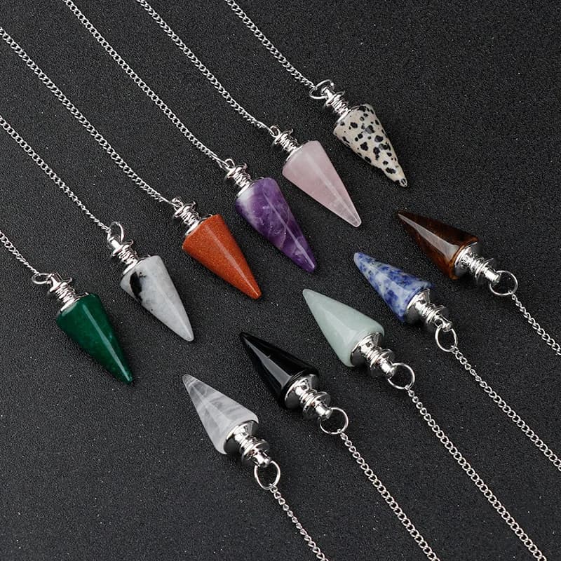 1 pz Pendolo in Pietra Naturale Ametista per Rabdomanzia Divinazione Spirituale, Ciondolo Conico in Cristallo di Quarzo, Gioiello Collana