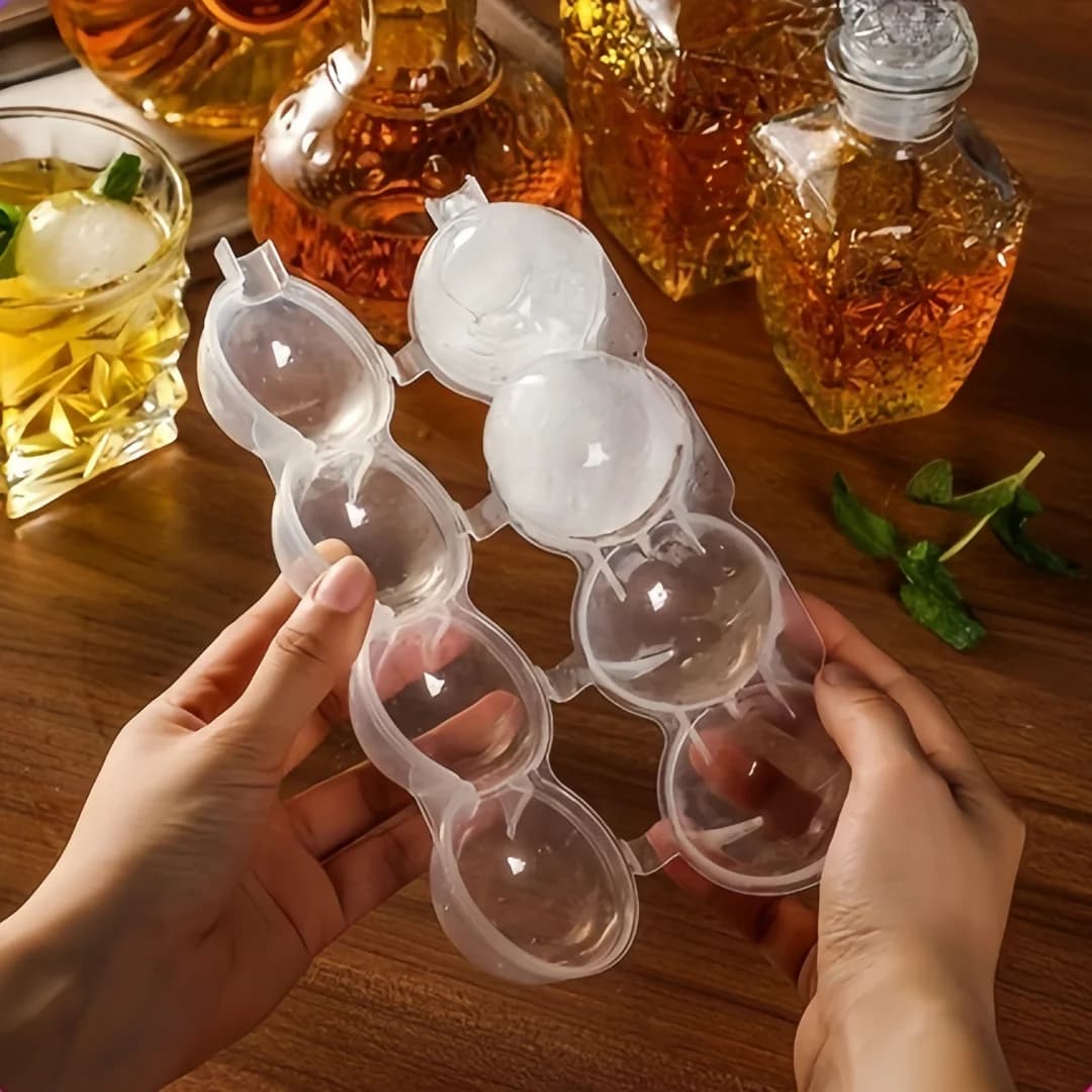 Stampo per hockey su ghiaccio a 4 fori Smontaggio rapido Barman Scatola circolare specifica Cubi per macchina per il ghiaccio Adatto per whisky Birra Palla di vino rosso