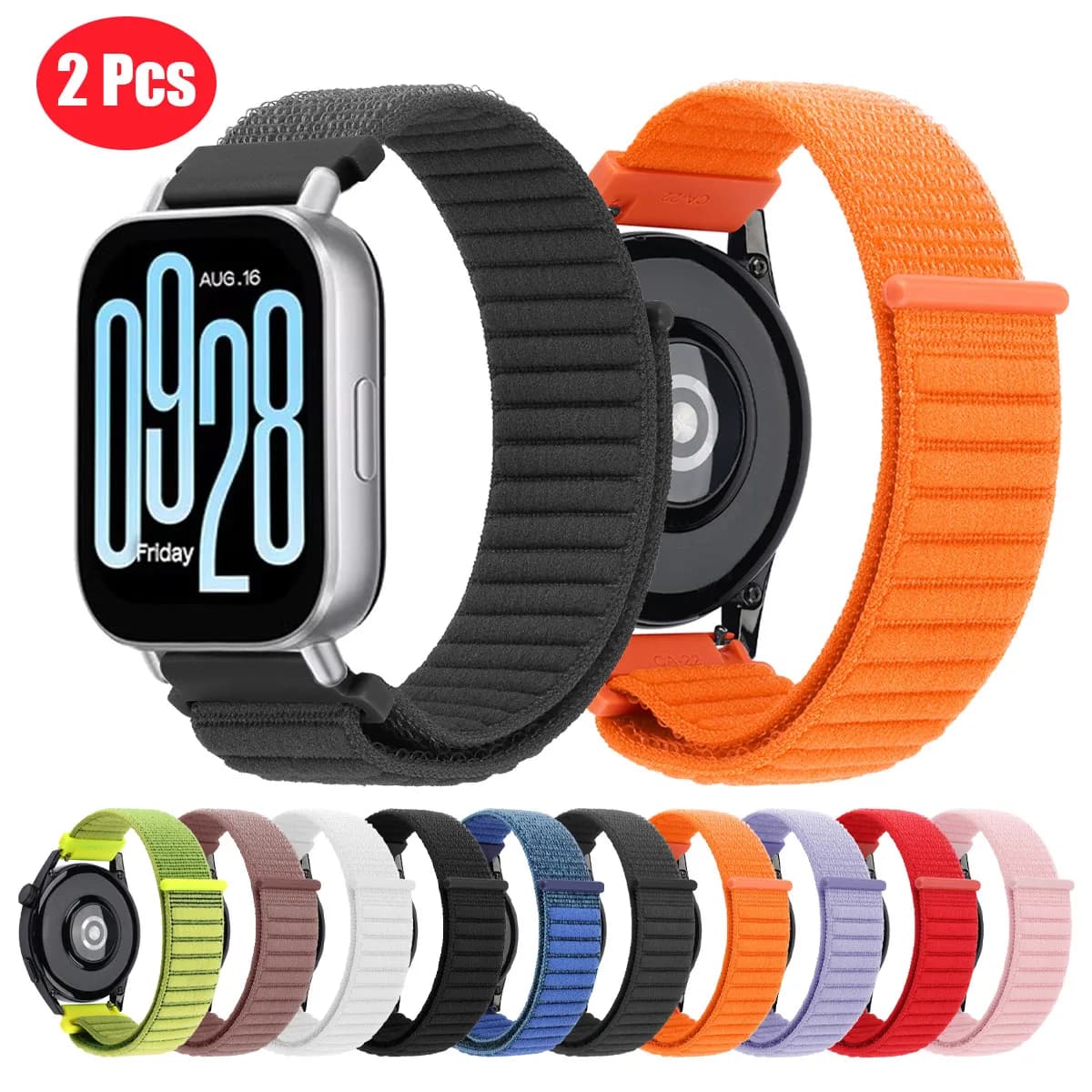 Cinturino in velcro da 22 mm per Redmi Watch 5 Active/Lite cinturino in nylon con cinturino Xiaomi Watch S4/S3/S2 46mm/S1 pro/colore 2 braccialetti intrecciati