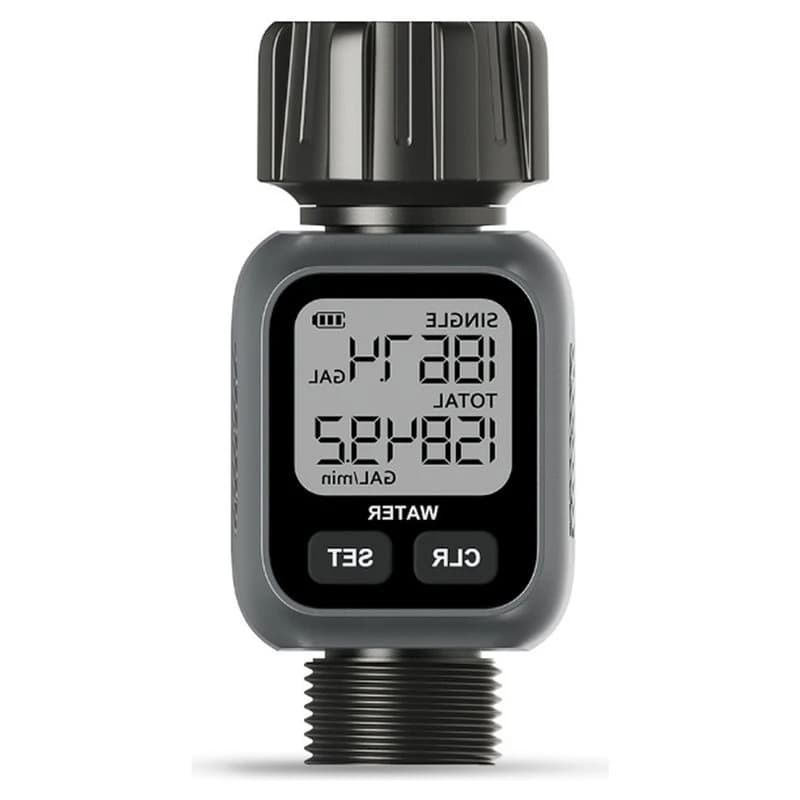 AA73 Garden Hose Water Flow Meter 4 Display Modes 3/4" Digital Flow Rate Volumemeter IPX5 Waterproof Irrigation Flow Gauge