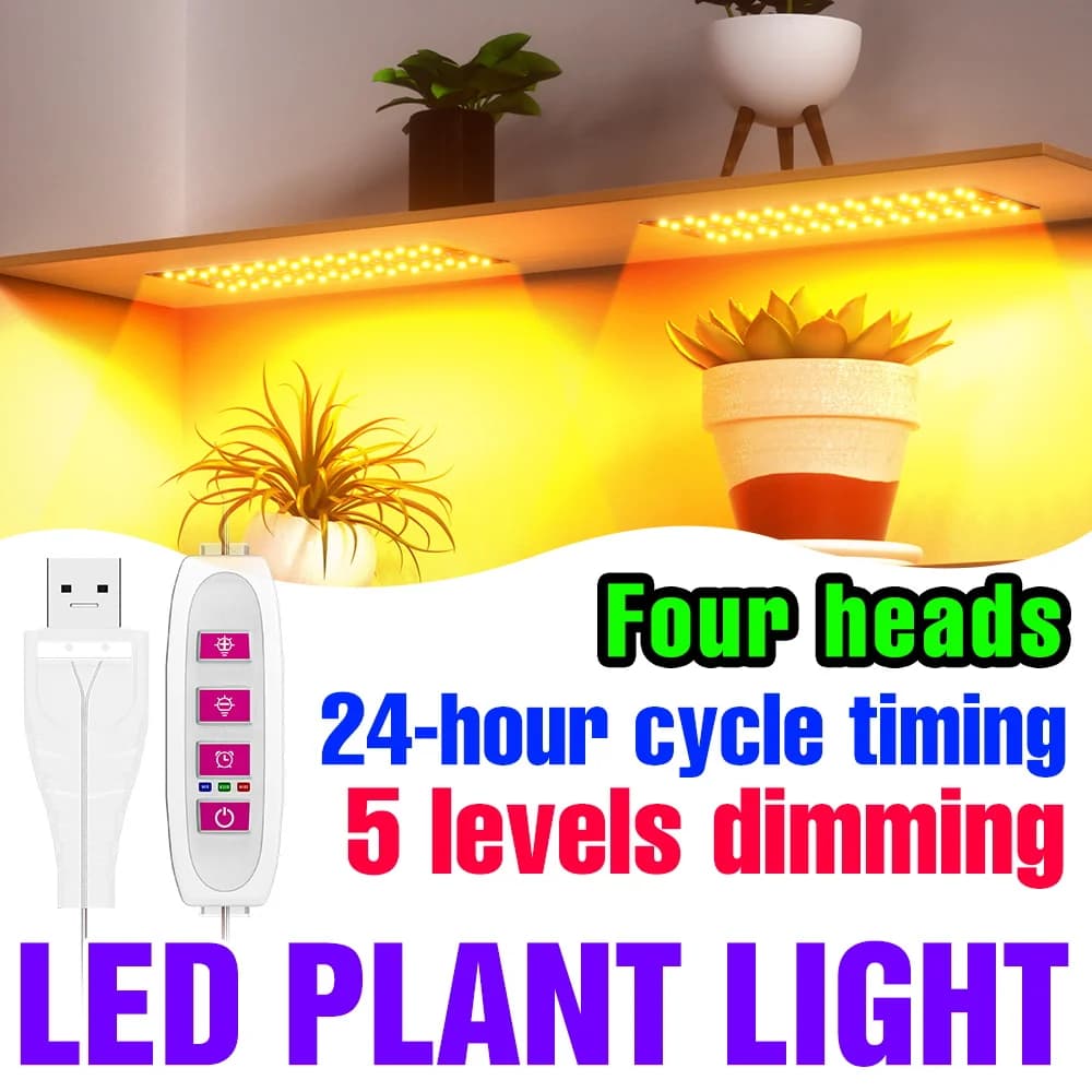 USB LED Full Spectrum Plant Grow Light Seedings Fill Lamp Indoor Hydroponics Succulent Cactus Potted Flower Cultivation Lighing