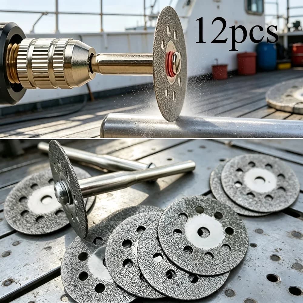 Set di dischi diamantati da 22 mm, 10 lame sottili da 0,4 mm + 2 attacchi per utensili rotanti, per incisione e taglio di giada, ambra e pietra