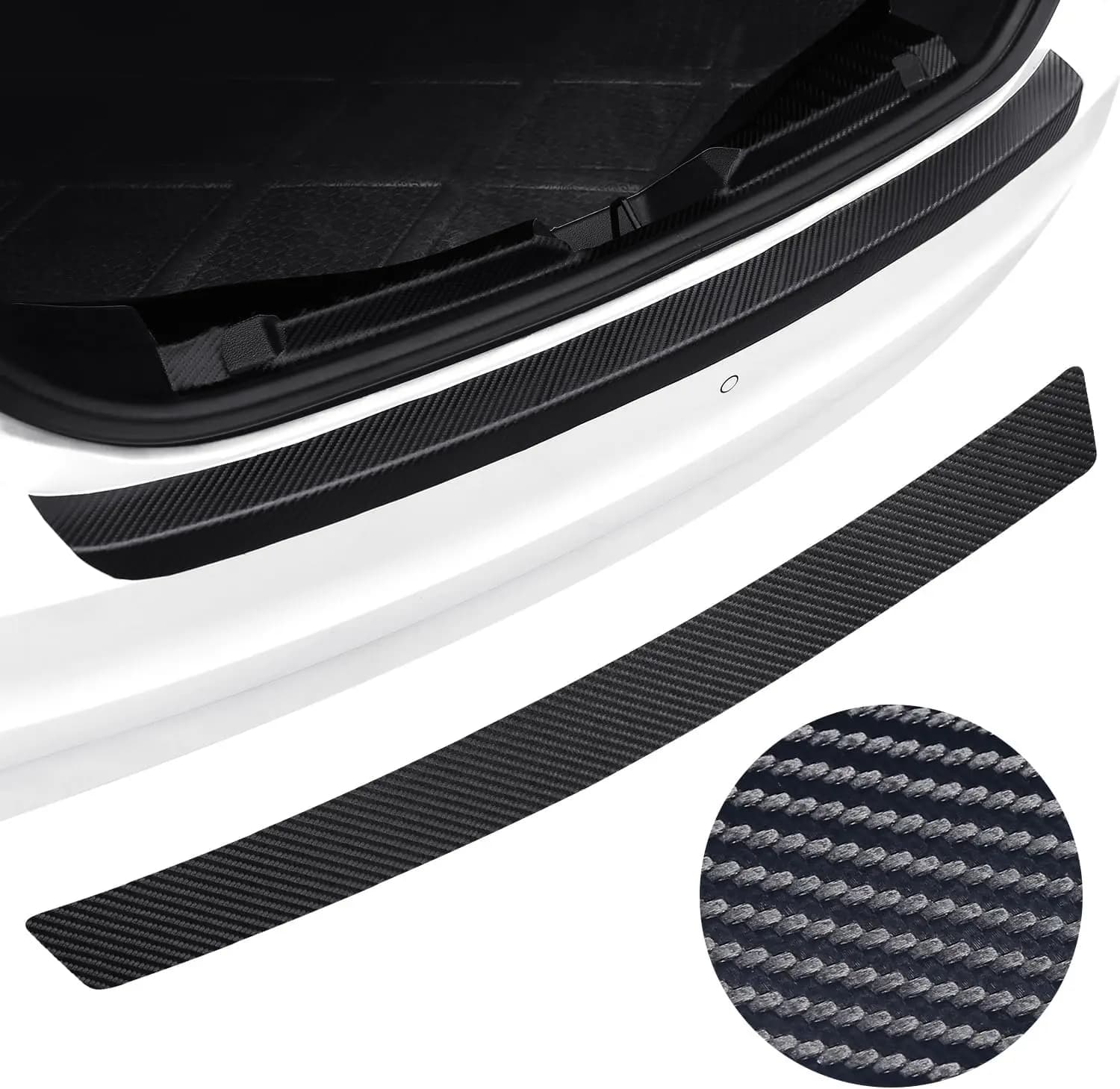 Door Sill Protector Carbon Fiber Car Rear Tail Trunk Boot Trim Car Trunk Rear Bumper Protection Strip 90*8CM