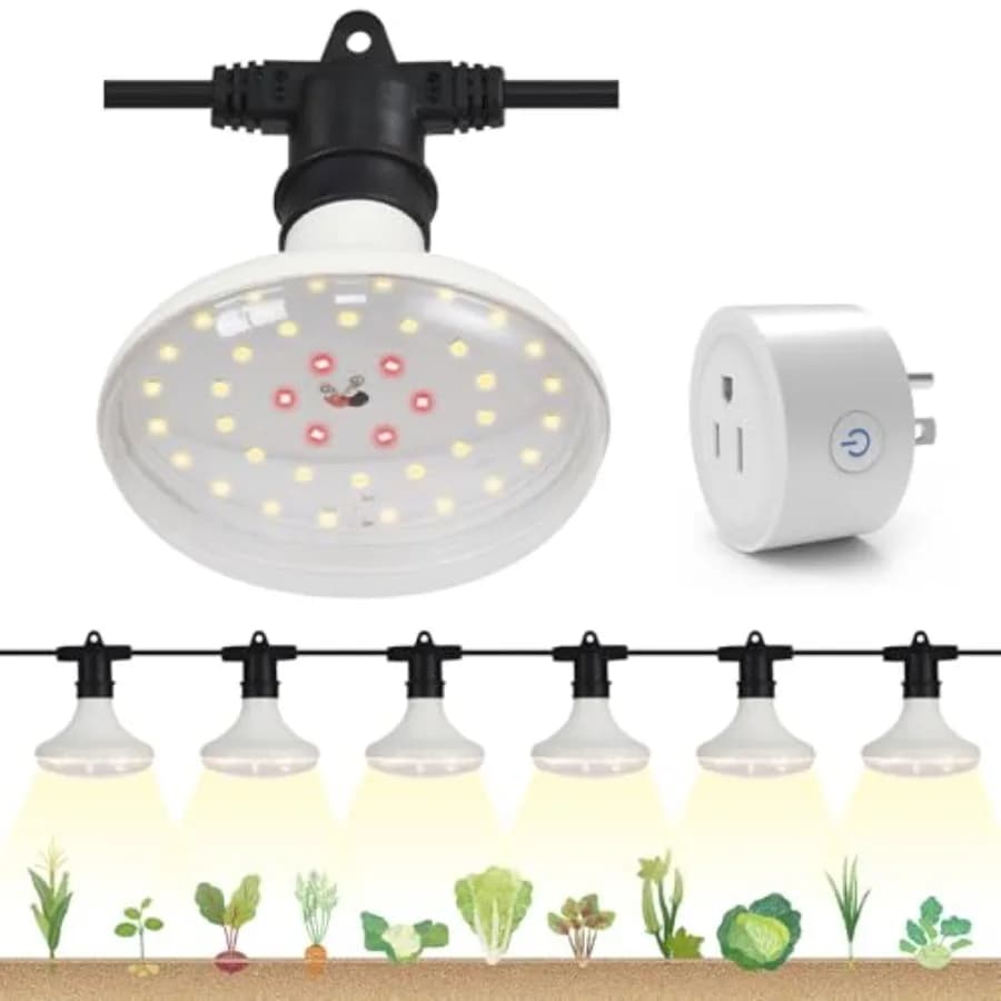 Luci per Coltivazione da Esterno Impermeabili a Spettro Completo con Cavo da 22 Piedi per Semenzali, Vegetali e Fiori in Serra