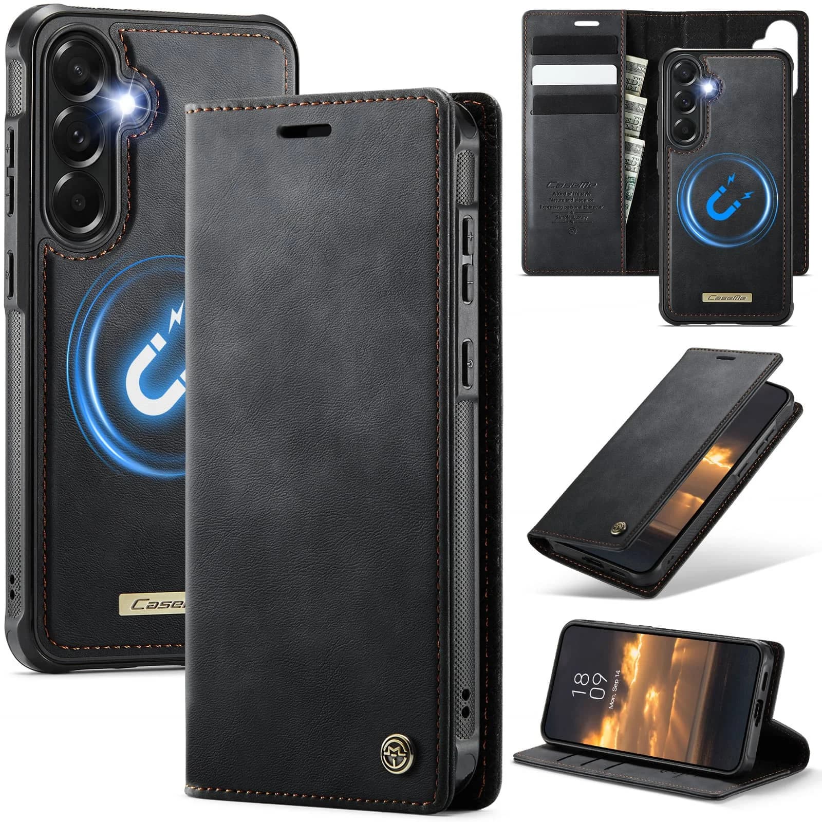 Custodia a Portafoglio Staccabile 2-in-1 per Samsung Galaxy A57, Blocco RFID, in Pelle PU, Porta Carte, Cavalletto, Chiusura Magnetica, Antiurto