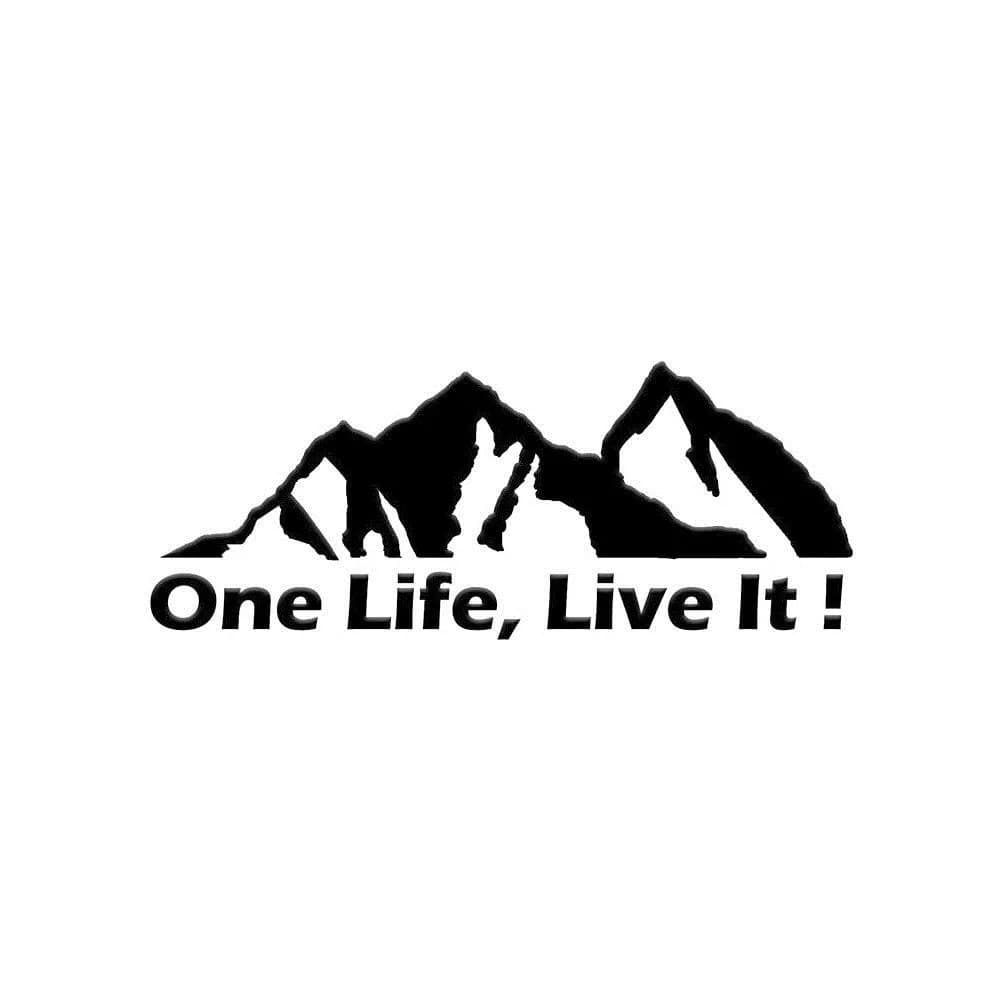 LYKX A VITA LIVE IT! Car sticker with off-road mountain silhouette, vinyl decal for window accessories