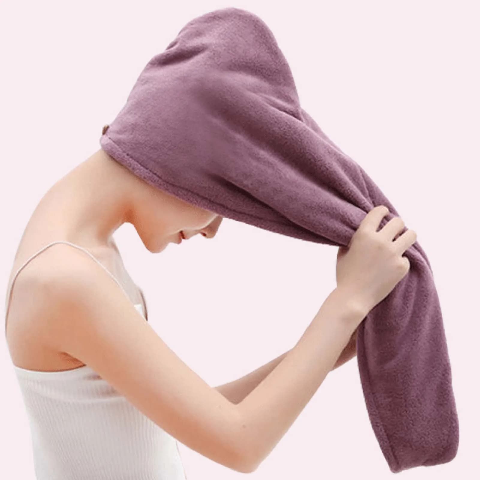 Asciugamano per capelli da donna in pile corallo Cuffia da bagno extra spessa Morbido assorbente Avvolgimento per capelli ad asciugatura rapida Uso domestico Fascia ricamata