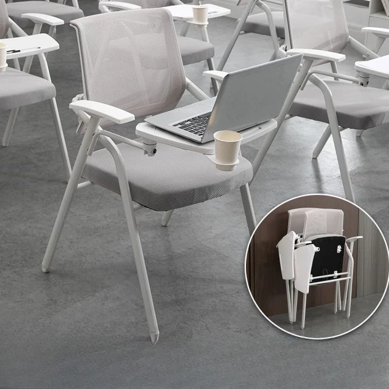 Sedia da Formazione con Tavoletta Scrittoio Pieghevole, Sedia Ergonomica per Studenti e Ufficio, Struttura in Metallo, Seduta per Conferenze e Riunioni