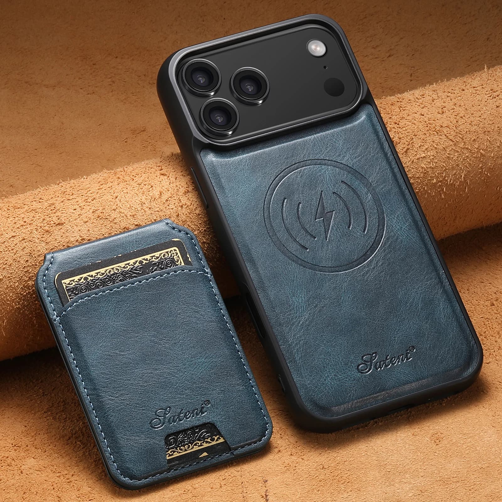 Wireless Charging Faux Leather Magnet Card Holder Stand Picture frame Phone Case For iPhone 17 Pro Max 16 Plus 15 14 13 12