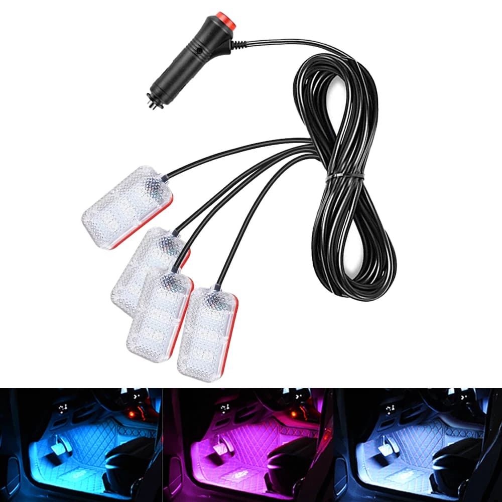 Luce al neon per auto a LED Luce per piedi Decorazione interna Retroilluminazione Accendisigari Lampada per atmosfera USB Accessori decorativi per auto