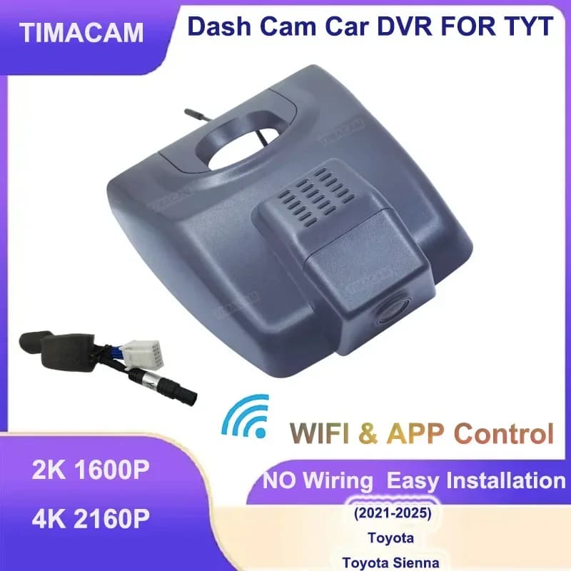 UHD 4K 2160P Wifi Car DVR 24H Video Recorder For Toyota Sienna 2021 2022 2023 2024 2K Dash Cam Front and rear camera for Sienna