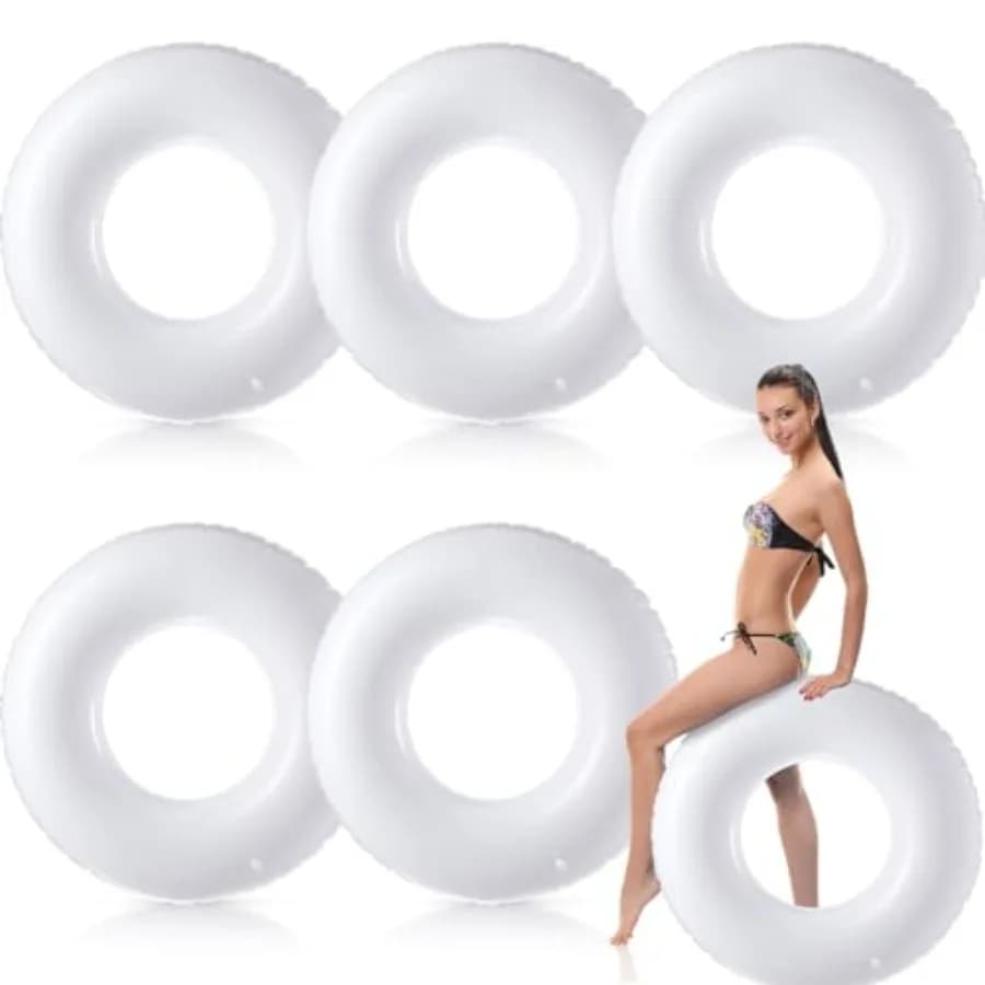 6 Pcs Inflatable Pool Float Swimming Ring Pool Floats Adult Inflatable Tube Toy for Man Women Summer Vacation Beach River Bache