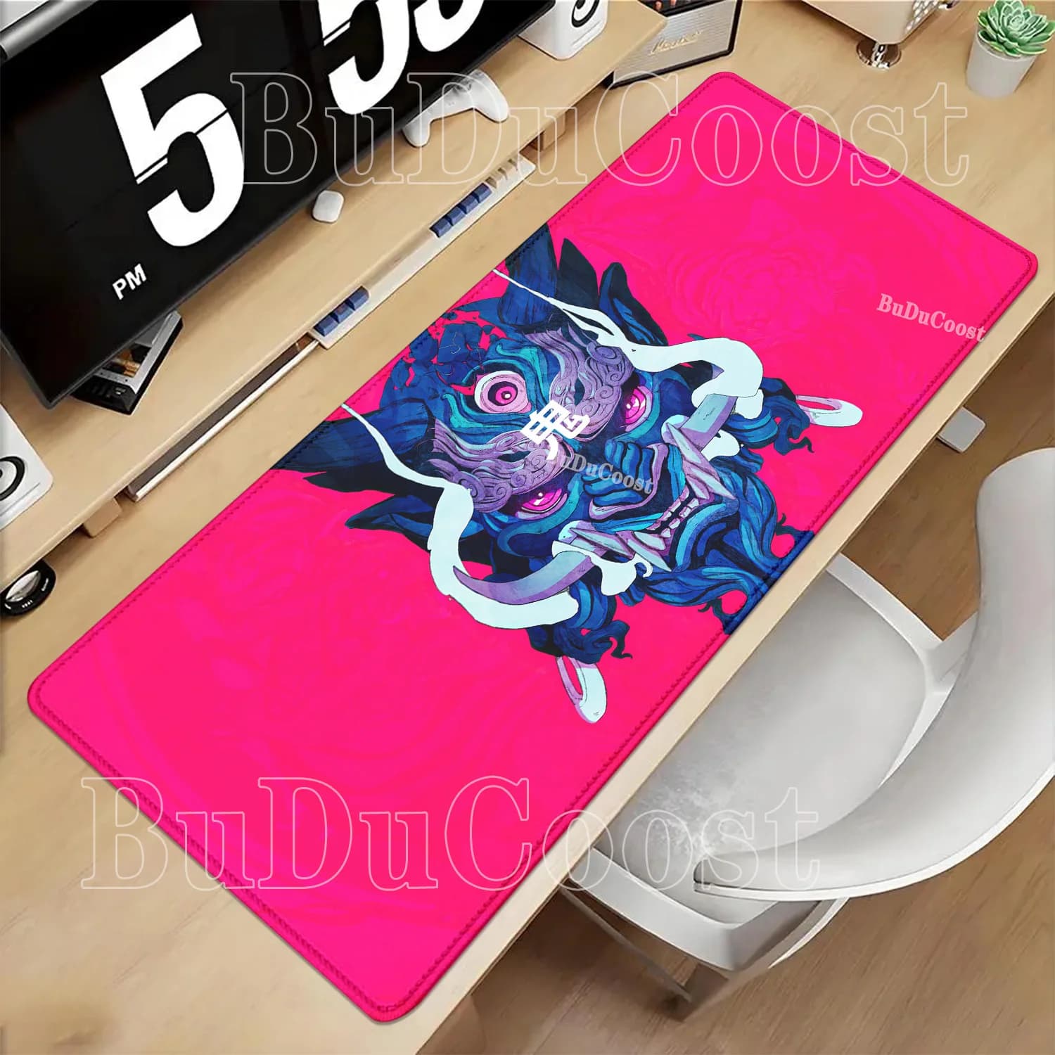 Tappetino per mouse Samurai Devil Mask, Mousepad giapponese Ghost Face, Tappetini per mouse da gaming, Tappetino per PC con stampa HD, Grande tappetino da tavolo 900x400mm, Tappetino da scrivania