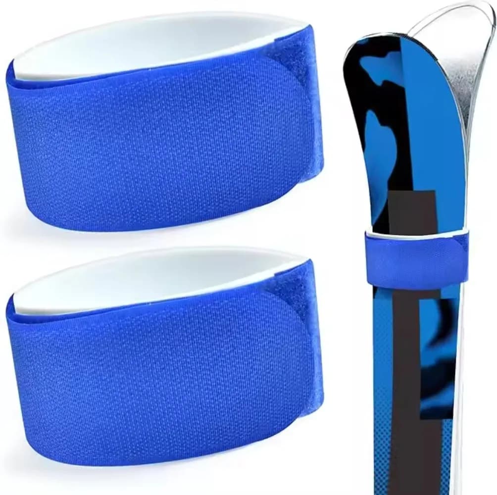 Cinghie per Sci in Nylon Regolabili, Nastro Adesivo Portatile con Gancio e Anello, Fasce di Fissaggio per Sci e Snowboard, Accessorio per Sci