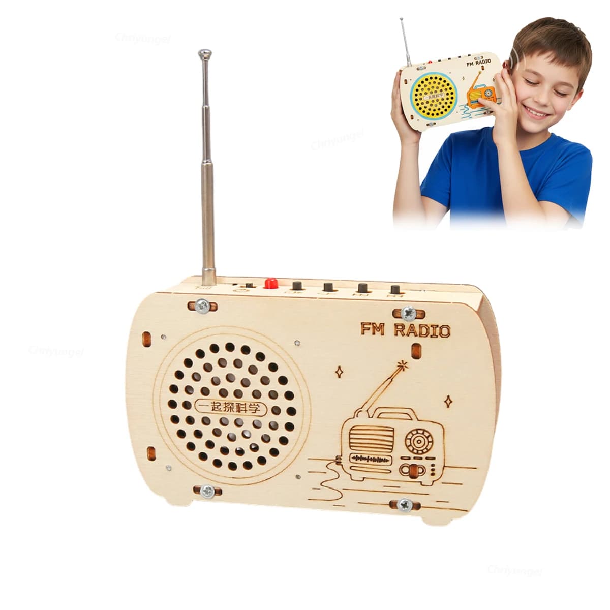 Kit Radio in Legno Fai-da-Te, Giocattolo Educativo STEM Retrò FM, Kit per Esperimenti Scientifici, Puzzle 3D, Regalo di Compleanno per Bambini e Adolescenti