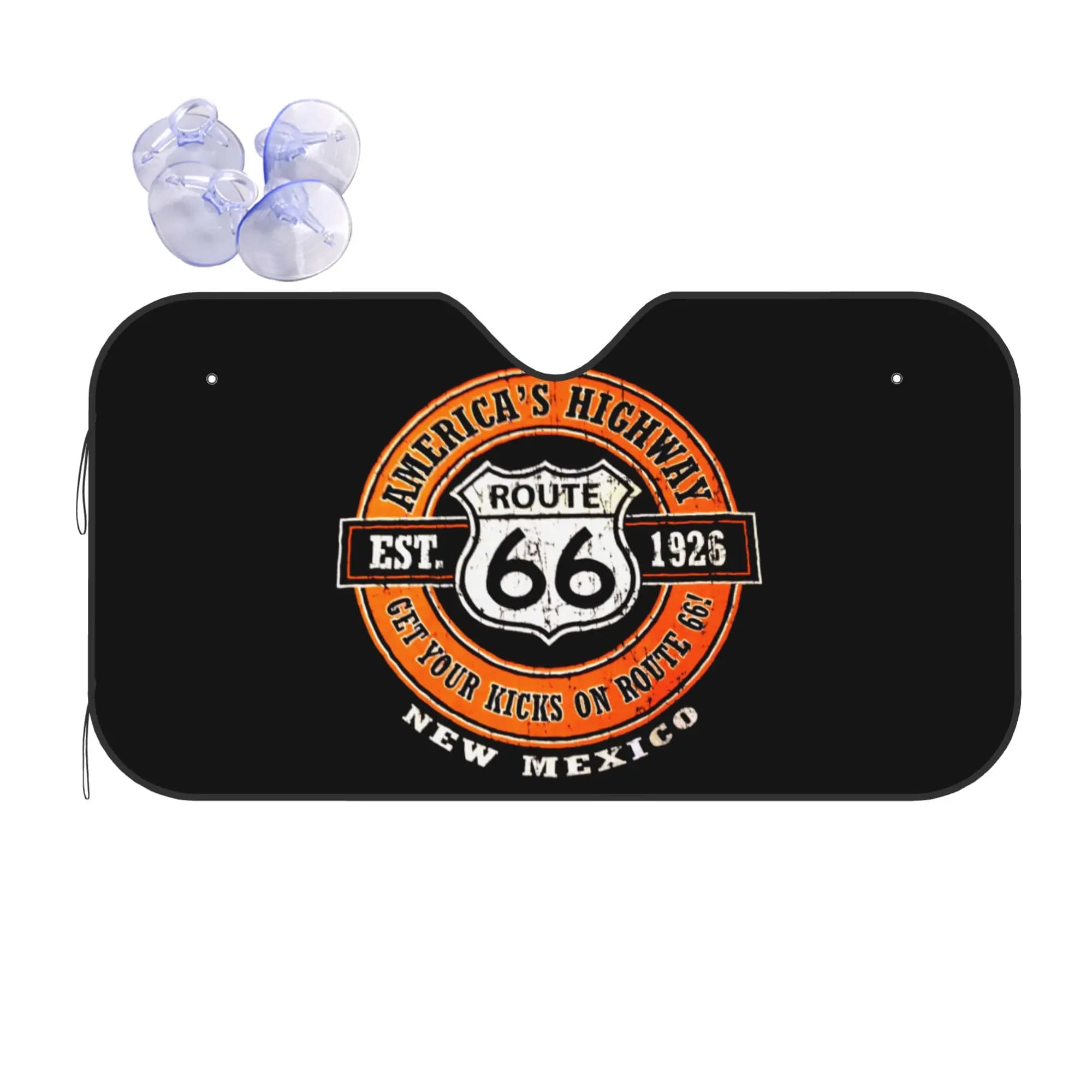 Motorcycle Ride Route 66 Car Front Windshield Sun Visor Car Sun Shade Heat Insulation Cover Aluminum Foil Car Sunshade