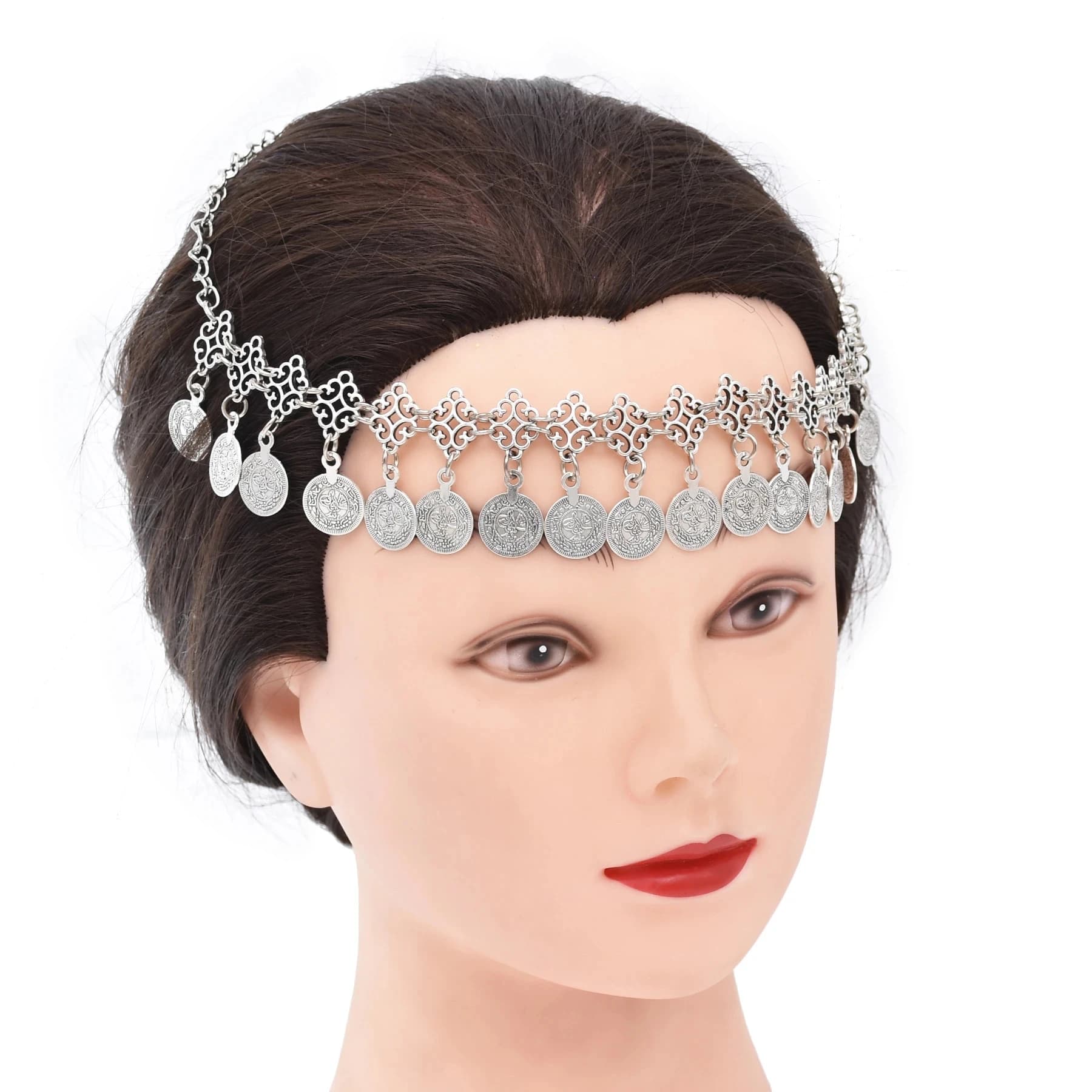Bohemian Coins Tassel Hollow Geometry Headwear Alloy Wedding Handmade Forehead Women Hair Jewelry Female Accessory Party Gifts