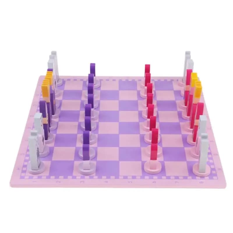 BEDW-2X Travel Chess Set With Chess Board Educational For Kids And Adults Pink