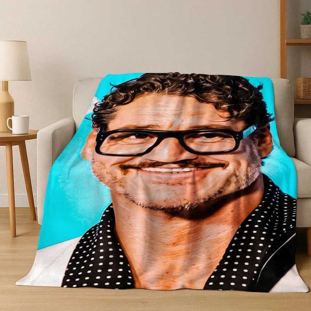 Moda Nuovo Pedro Pascal Attore Star Art Coperta di flanella, accogliente e morbida coperta per la casa, camera da letto, divano letto, copertura da picnic, regalo per bambini
