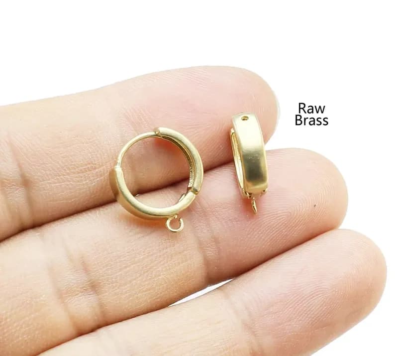 10 cerchi per orecchini rotondi, orecchini Huggie Hoop, orecchini di dichiarazione, 17x15 mm, forniture per orecchini -R1008