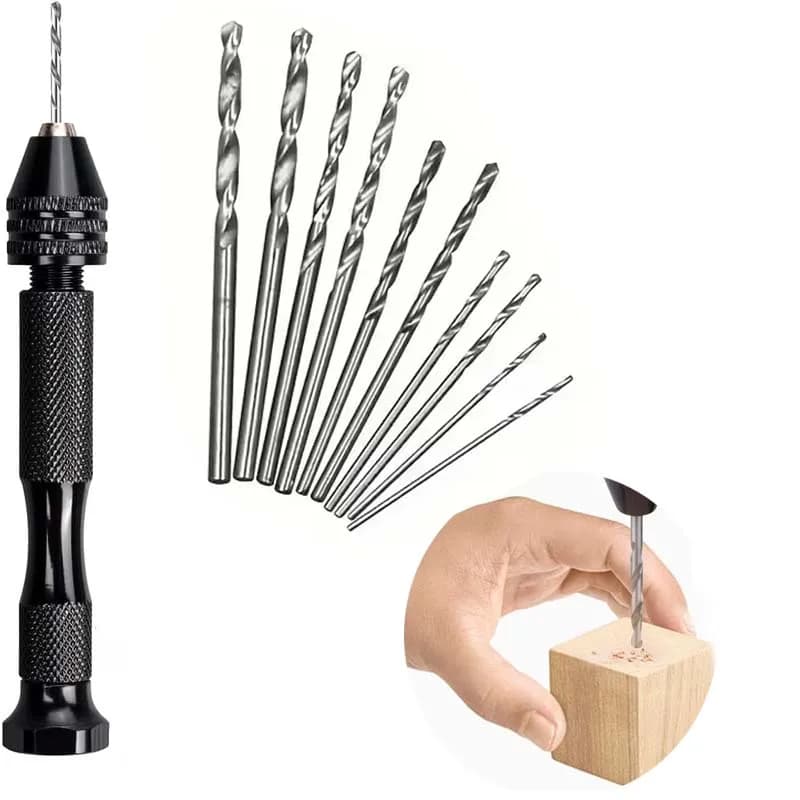 Set manuale per trapano elicoidale da 10 pezzi per punzonatura nera da 0,3-3,4 mm per giocare con noci Bodhi diamantate a mille occhi ambrate
