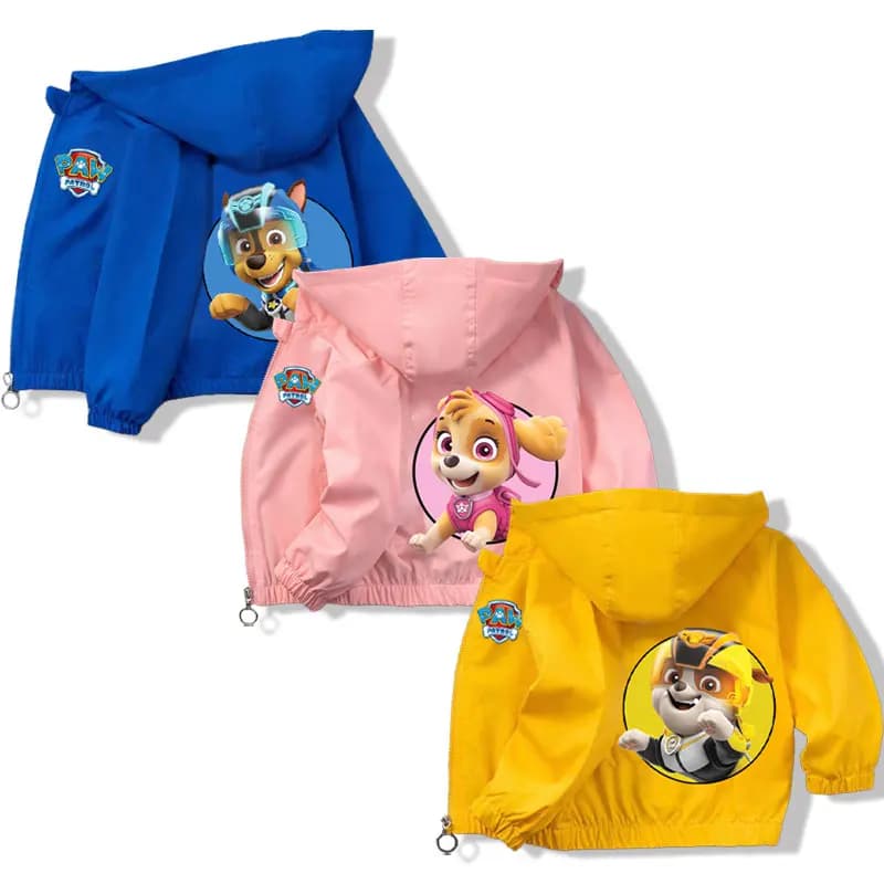 Paw Patrol Waterproof Jackets for Boys Girls Anime Cartoon Coats Kids Autumn Winter Fashion Zipper Coat Kids Clothing