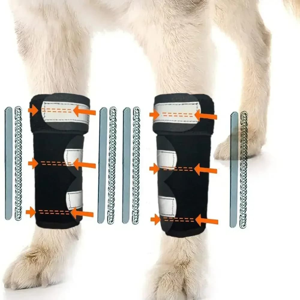 1PC strisce metalliche portatili cane gamba anteriore tutore strisce riflettenti cinghie regolabili ginocchiera antiscivolo traspirante supporto ACL