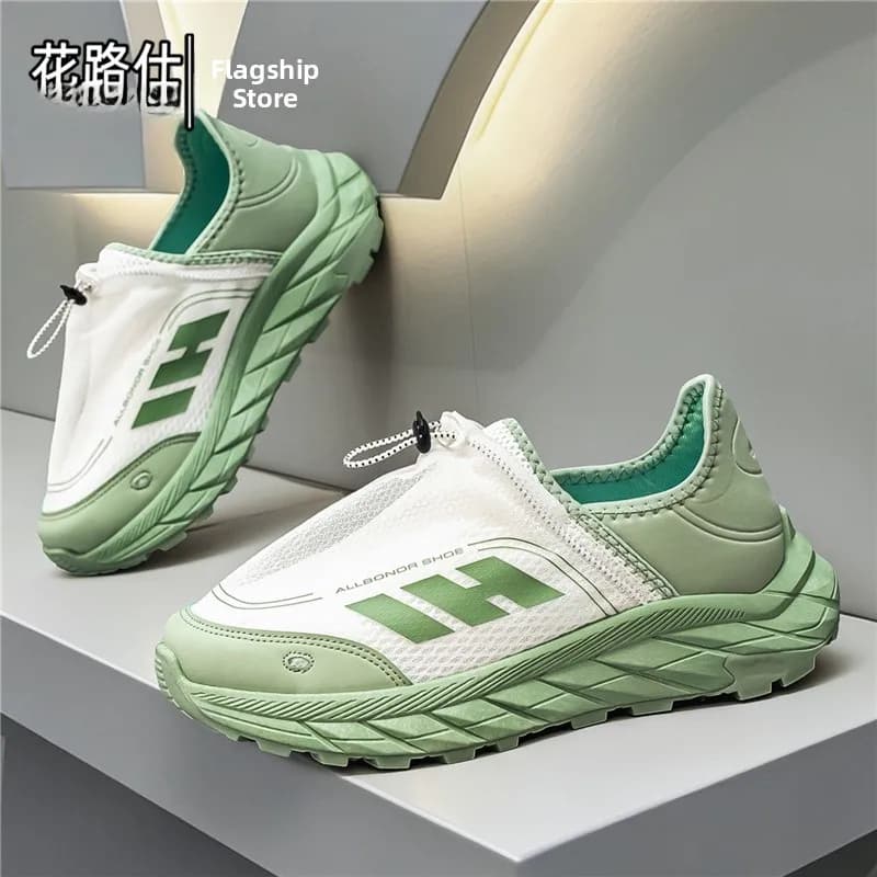 Men's Summer Breathable Running Shoes Casual Sporty Low Top Glue-Welded Rubber Outsole Thick Heel Increase Old Dad Trendy Sne...