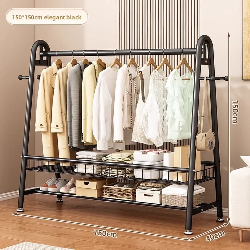 Appendiabiti Semplice da Pavimento a Soffitto, Stendibiancheria Interno, Scaffale Portaoggetti, Attaccapanni da Camera da Letto