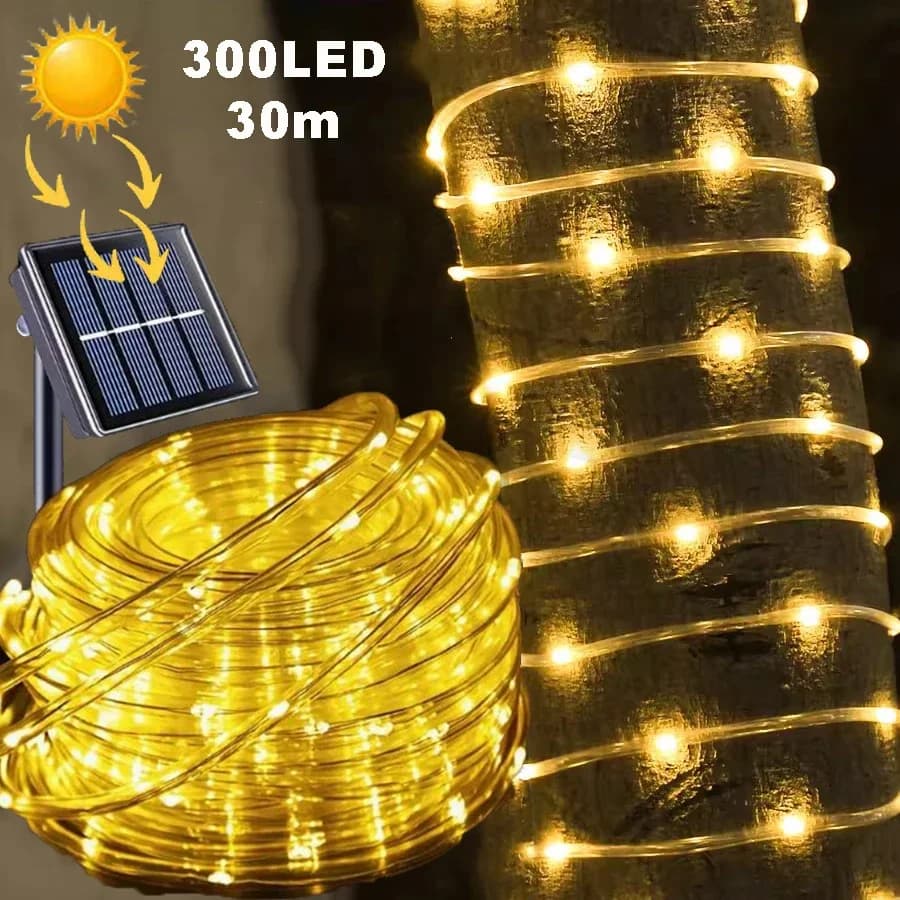 Luce a tubo solare a corda Tubo morbido in PVC Luce esterna impermeabile in filo di rame Cortile Decorazione del giardino Atmosfera Luce lampeggiante