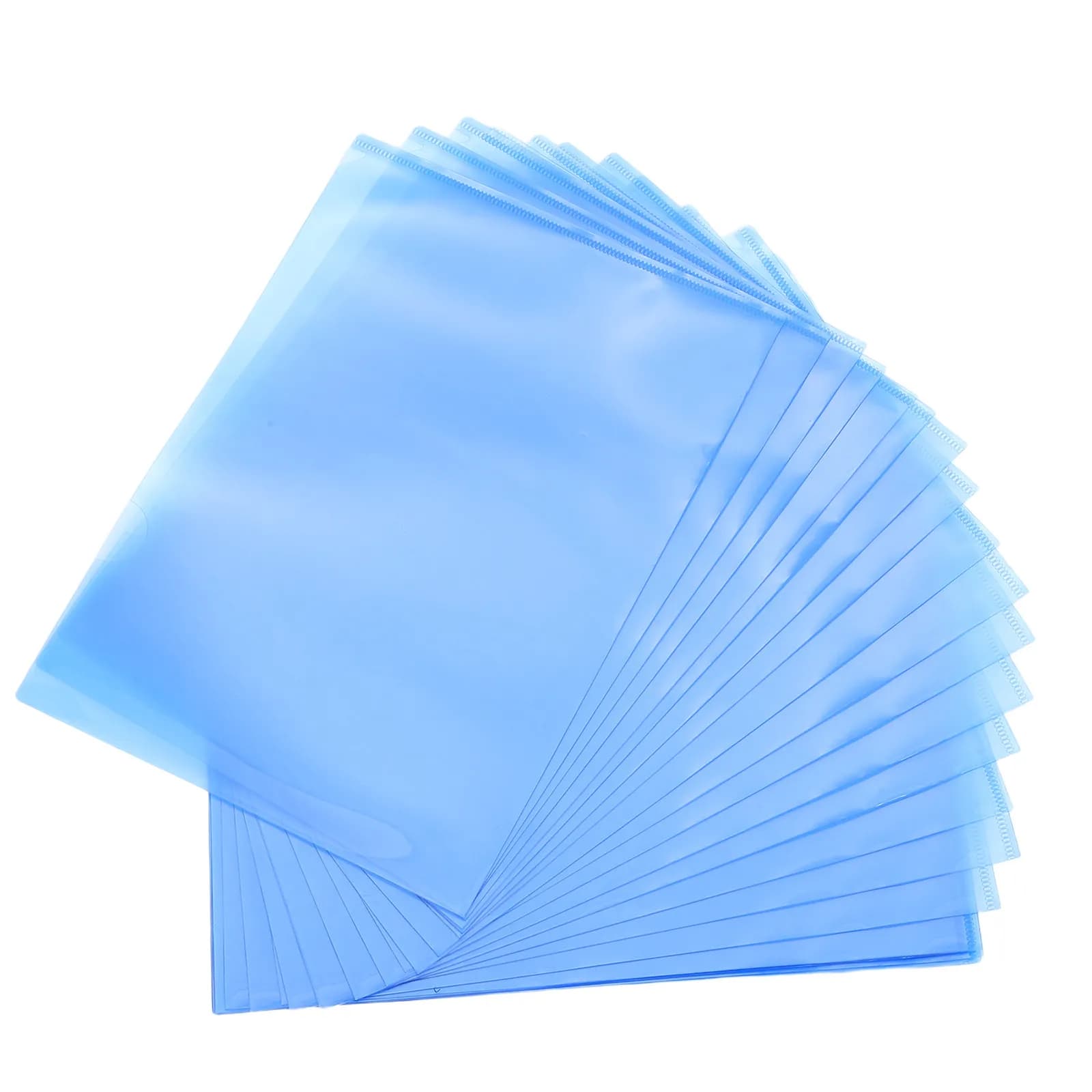 30Pcs A4 L-Shaped Plastic File Folders Blue Waterproof Document Organizer for Office School Home Paper Protection Project