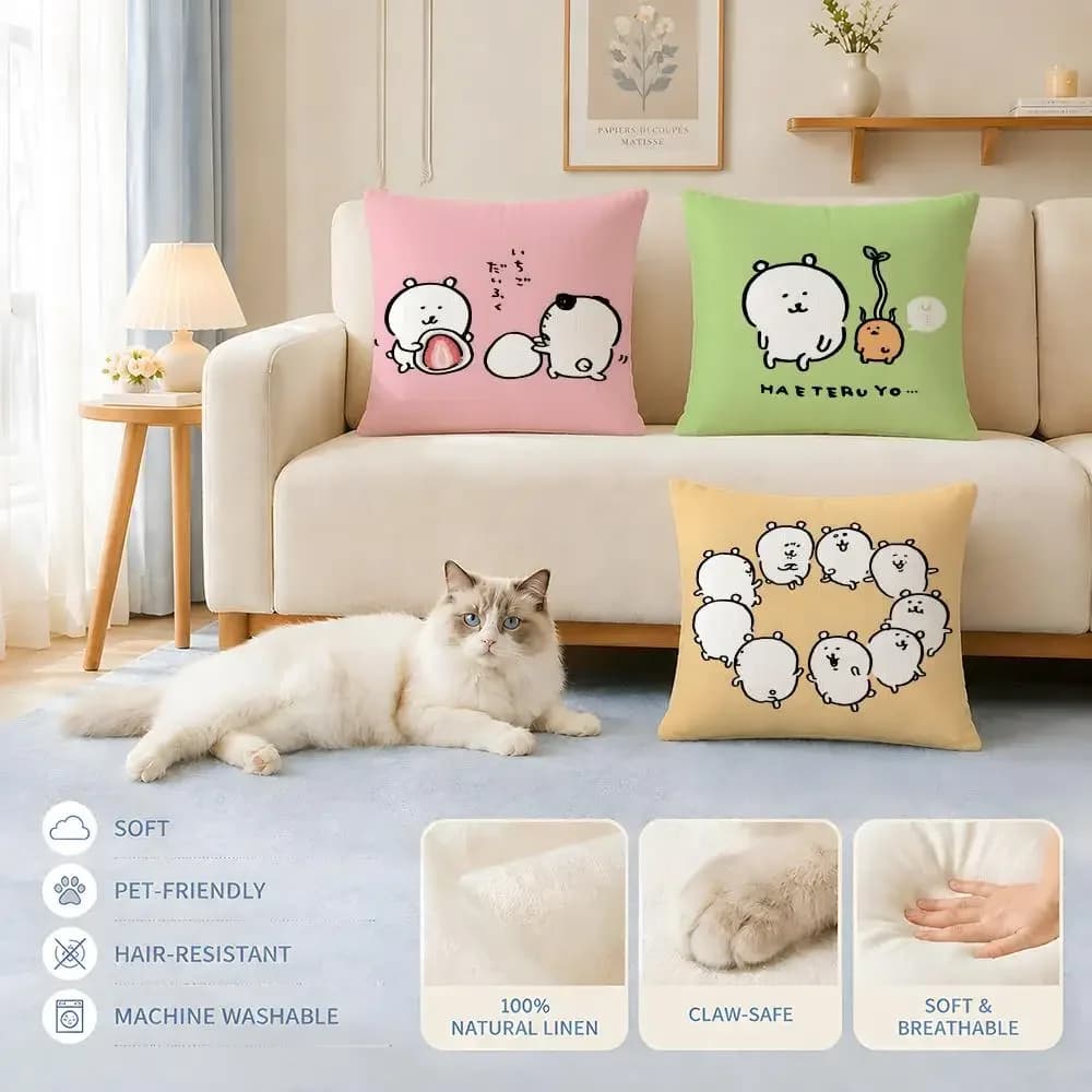 Fodere per cuscini Divano Adatte a cani e gatti Personaggio NaganoS BearS Fodere per cuscini decorativi per sedie 45x45 40x40