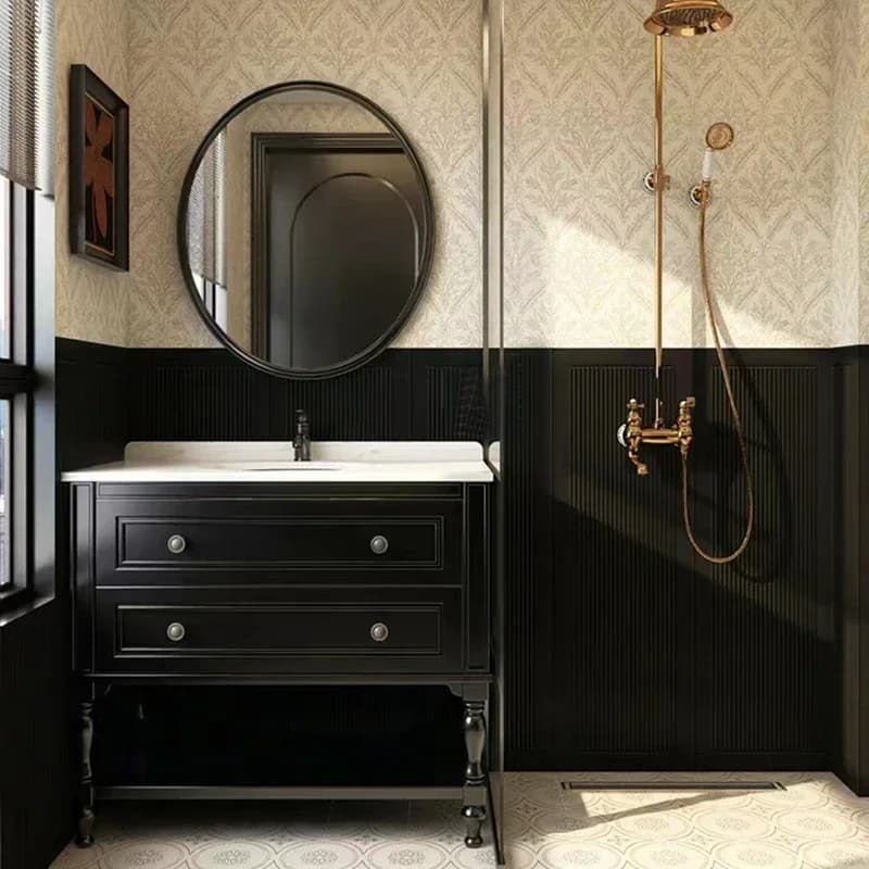 Mobiletto Bagno Salvaspazio con Cassetti, Scaffali Stretti di Lusso in Rovere, Organizzatore per Lavabo, Arredo Bagno Mobile