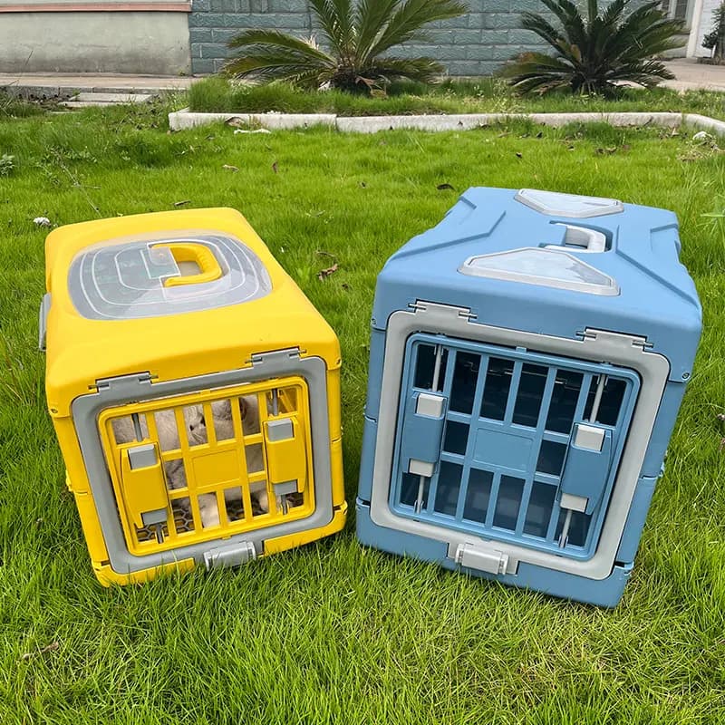 Scatola approvata dalla compagnia aerea da viaggio in plastica all'ingrosso Gabbia da trasporto per animali domestici in plastica Cuccia di lusso Gabbia traspirante Pieghevole Trasportino per animali domestici per cani