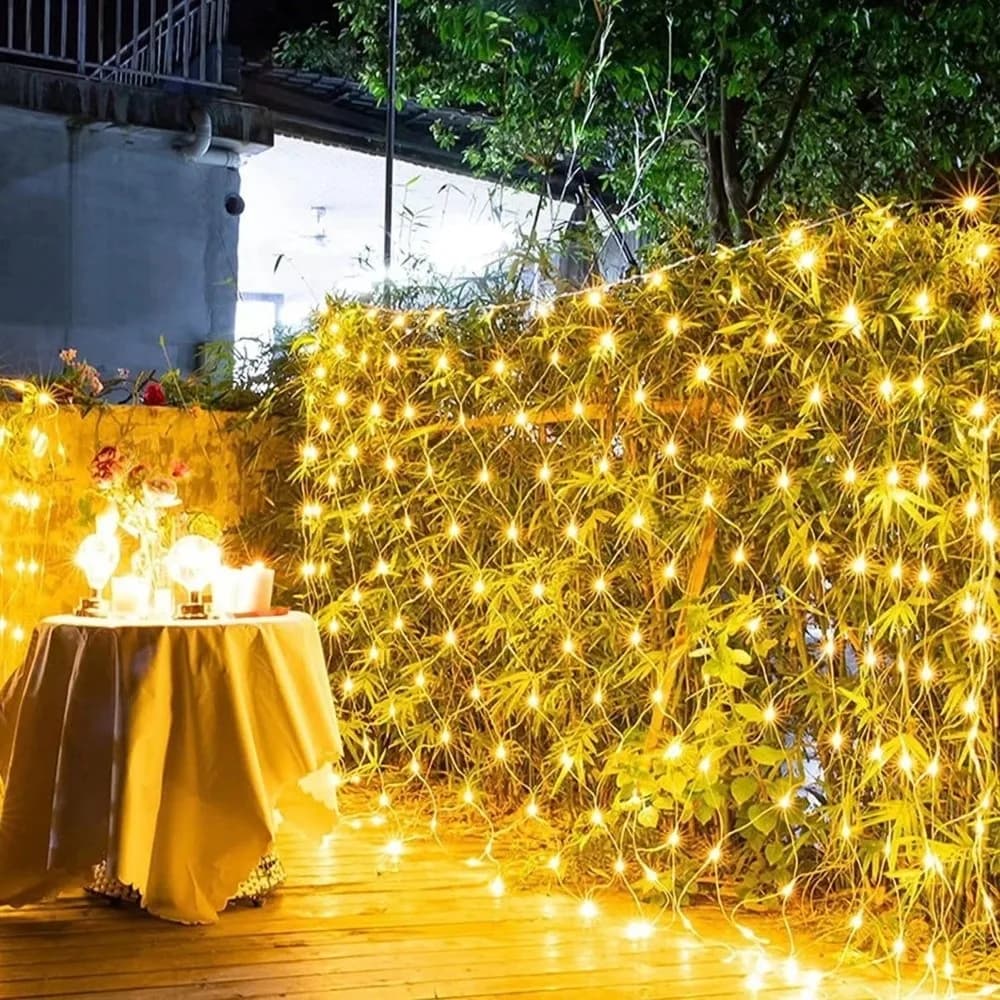 Luci a Rete LED con Spina EU, Impermeabili, 1.5x1.5M, Ghirlanda Luminosa 3mx2m, 3 Colori, Luci a Rete Natalizie per Matrimoni e Feste