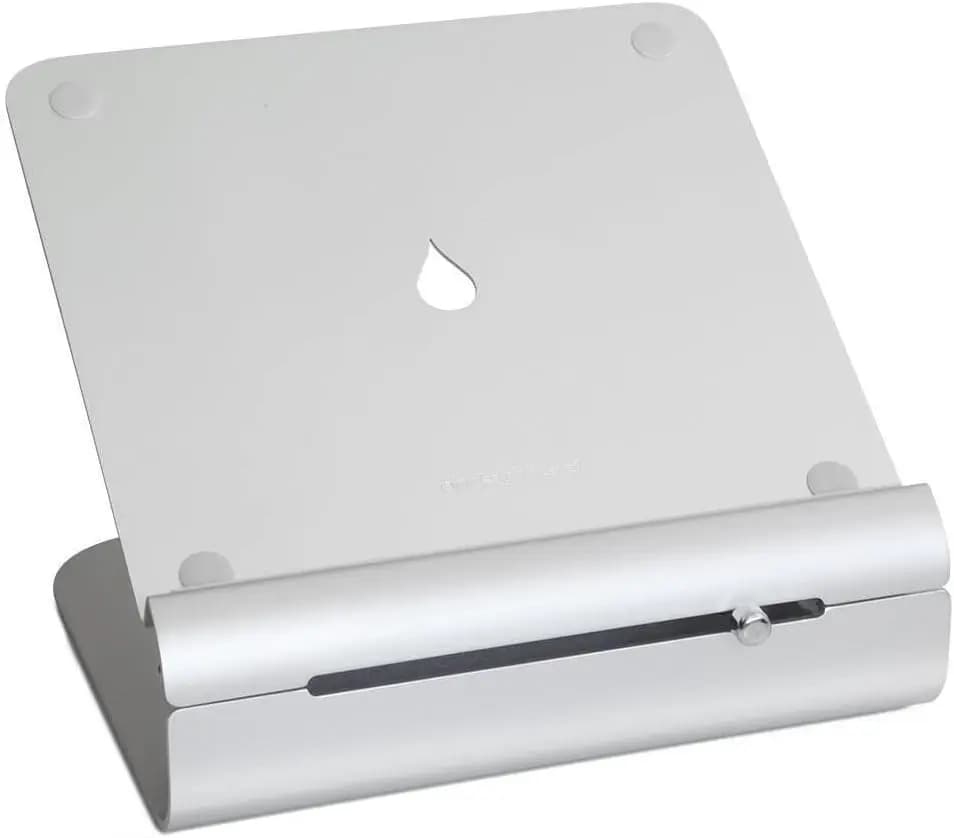 Supporto per Laptop Regolabile in Altezza con Slider Frontale, in Alluminio Argento per Miglior Postura e Raffreddamento