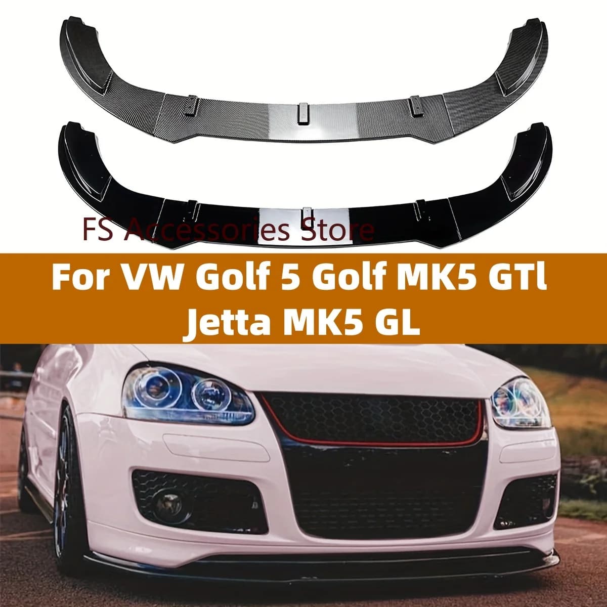 For VW Golf 5 MK5 GTI Jetta MK5 GLI 2003-2009 Car Front Bumper Lip Spoiler Diffuser Splitter Body Kit Lower Bumper Protector