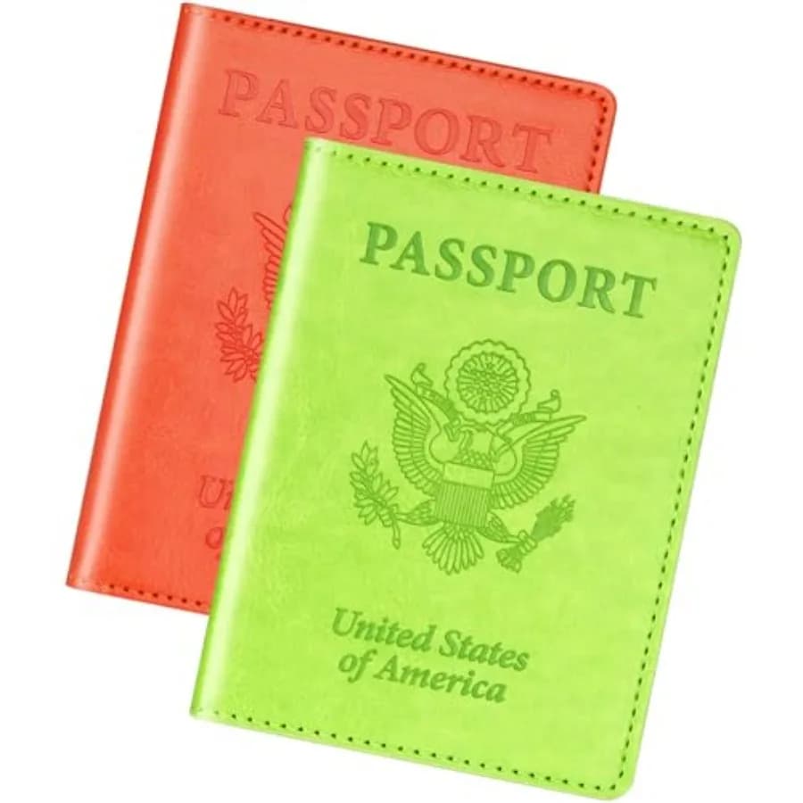 Green and Orange Passport Holder for Travel, Cruise Essentials Passport Wallet Cover Case for Family Women Men, Travel Accessor