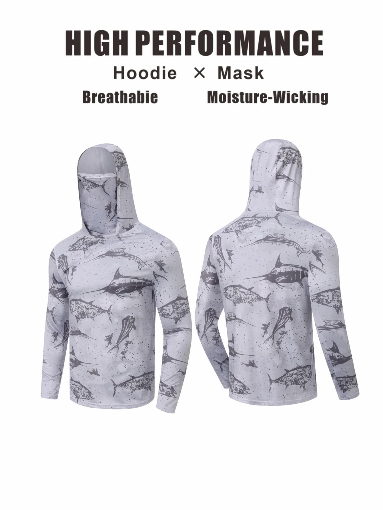 Men Hood Fishing Shirt long sleeve fishing t shirt uv protection Fishing Apparel