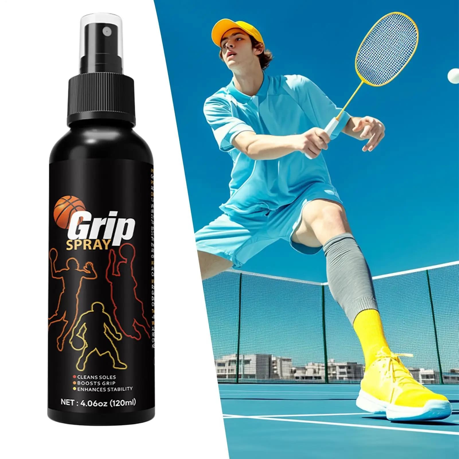 Spray per Aderenza Scarpe da Basket - Migliora la Trazione della Suola e l'Adesione sul Campo - Rinnova e Prolunga la Durata di Scarpe da Ginnastica, Stivali e Scarpe da Golf