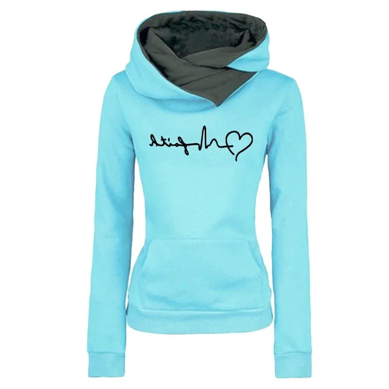 Felpe con cappuccio da donna autunno inverno stampa felpe con colletto irregolare casual all'aperto strada abbigliamento donna caldo ufficio casa top