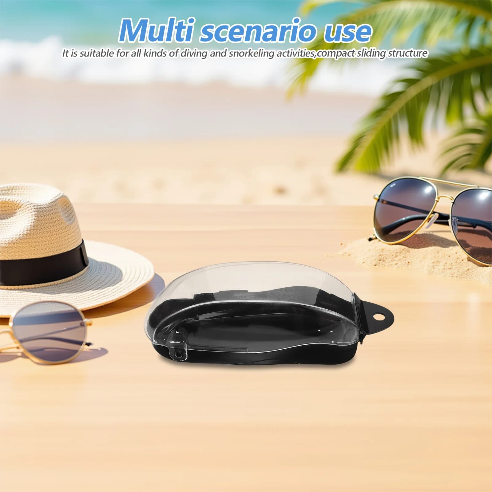 Snorkeling Equipment Portable Box, Compact Diving Mask Case with Transparent Cover, Waterproof and Dustproof for Swimming Eyelets
