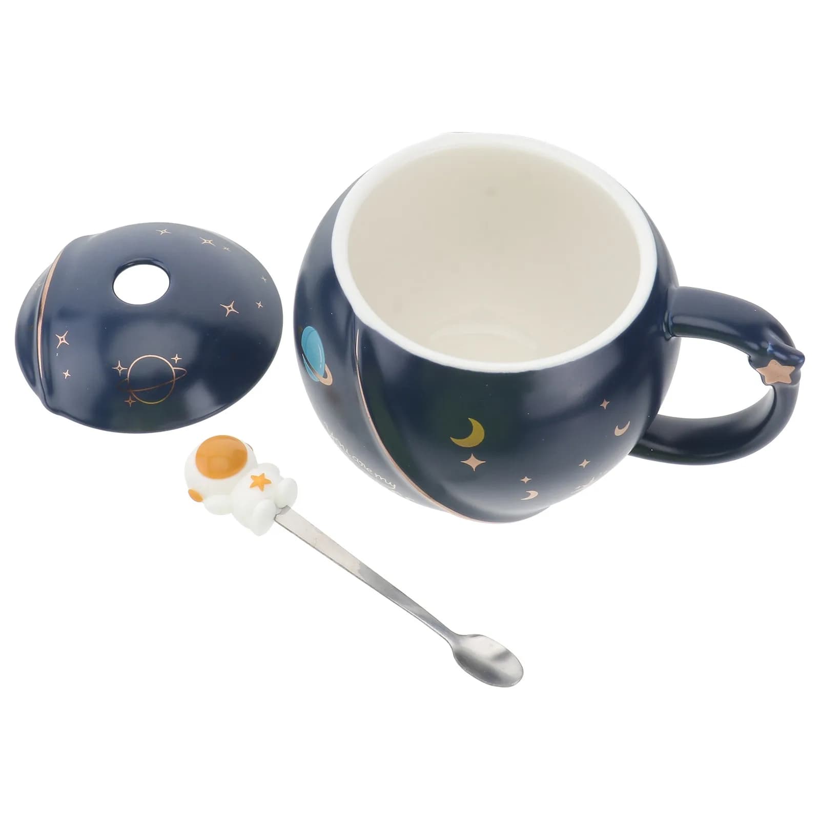 1Set Astronaut Planet Shape Water Cup Ceramic Material Heat Resistant Drinking Mug for Home Office Coffee Beer Juice Soda Use
